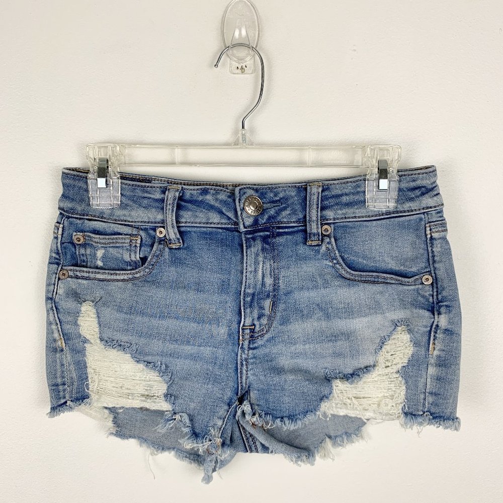 American Eagle Distressed Denim Bleached Shorts 4